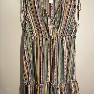 Boutique Striped Multicolor Sleeveless Midi Dress